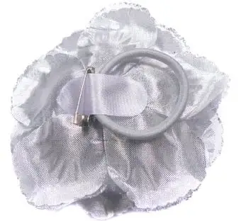 Haarbloem Roos Zilver | Elastiek 2 Haarbloem Roos Zilver | Elastiek - Afbeelding 2