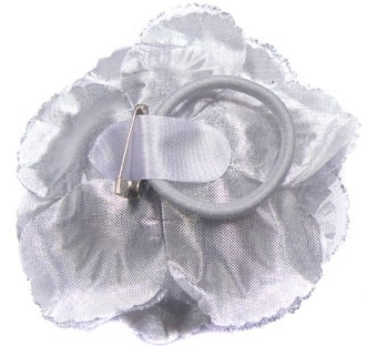 Haarbloem Roos Zilver | Elastiek 2 Haarbloem Roos Zilver | Elastiek - Afbeelding 2