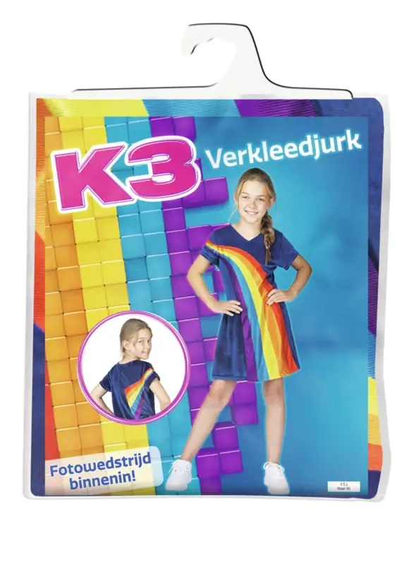 K3 - Studio100 K3 Jurkje Regenboog Blauw + Kroontje 6 K3 - Studio100 K3 Jurkje Regenboog Blauw + Kroontje - Afbeelding 6
