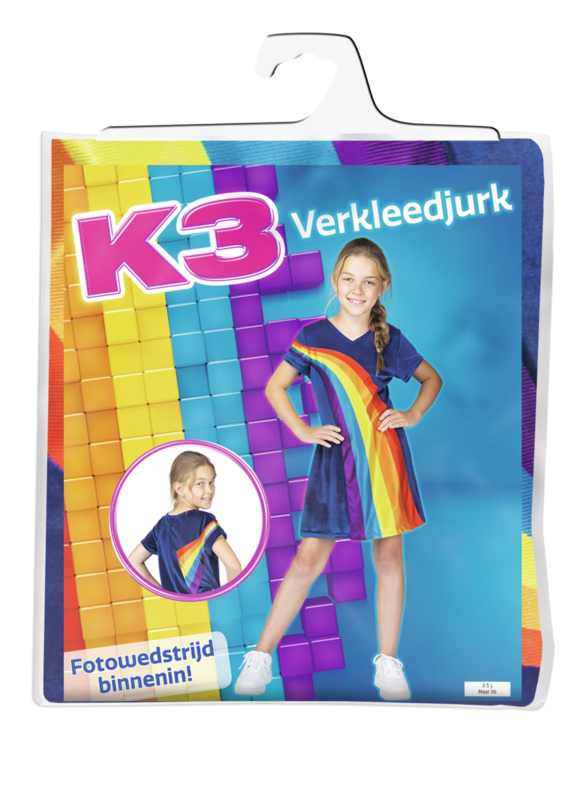 K3 - Studio100 K3 Jurkje Regenboog Blauw + Kroontje 6 K3 - Studio100 K3 Jurkje Regenboog Blauw + Kroontje - Afbeelding 6
