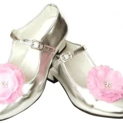 Prinsessen Schoenen Zilver Bloem + Gratis Kadootje