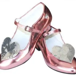 Prinsessen Schoenen Pink Metalic Glitter Hart + Gratis Glitter Armband
