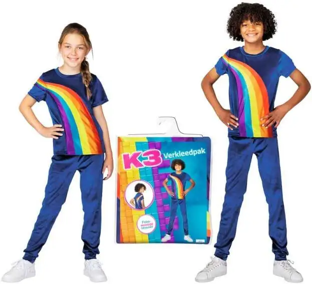 K3 - Studio100 K3 Verkleedpak Regenboog Blauw + Gratis Kadootje! 1 K3 - Studio100 K3 Verkleedpak Regenboog Blauw + Gratis Kadootje!
