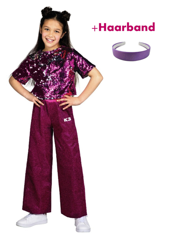K3 - Studio100 NIEUW K3 Verkleedpak Glitter + Haarband Kado! 1 K3 - Studio100 NIEUW K3 Verkleedpak Glitter + Haarband Kado!