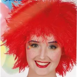 Boland Pruik - Rood - Clown Frizzy 5 Boland Pruik - Rood - Clown Frizzy -Prinses Accessoires Winkel boland pruik rood clown frizzy 1