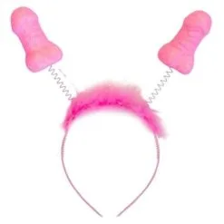 Folat Diadeem - Penis - Met Bont - Roze