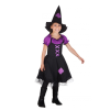 PartyXplosion Heks - Kostuum - Jurk & Hoed - Zwart, Paars - Mt.122/134