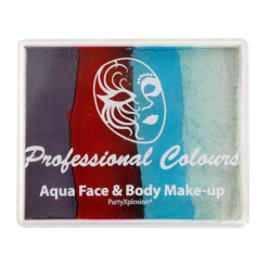 PartyXplosion Schmink - Splitcake - Paars, Rood, Lichtblauw, Wit - 50 Gram