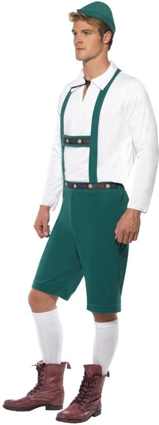 Smiffys Oktoberfest - Kostuum - Lederhose, Shirt & Hoed - Groen - XL 2 Smiffys Oktoberfest - Kostuum - Lederhose, Shirt & Hoed - Groen - XL - Afbeelding 2