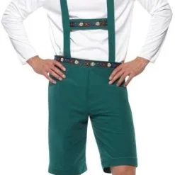 Smiffys Oktoberfest - Kostuum - Lederhose, Shirt & Hoed - Groen - M