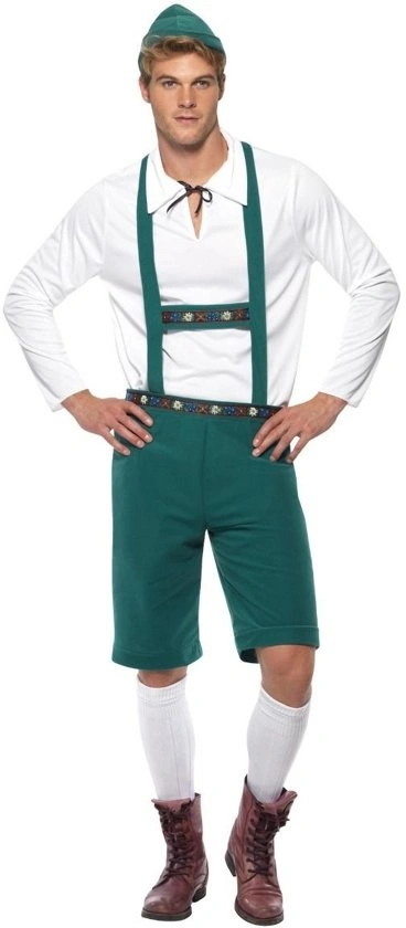 Smiffys Oktoberfest - Kostuum - Lederhose, Shirt & Hoed - Groen - XL 1 Smiffys Oktoberfest - Kostuum - Lederhose, Shirt & Hoed - Groen - XL