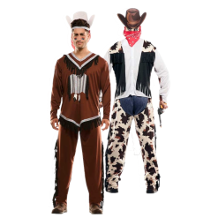 Witbaard Indiaan & Cowboy In 1 - Kostuum - Dubbel - M/L