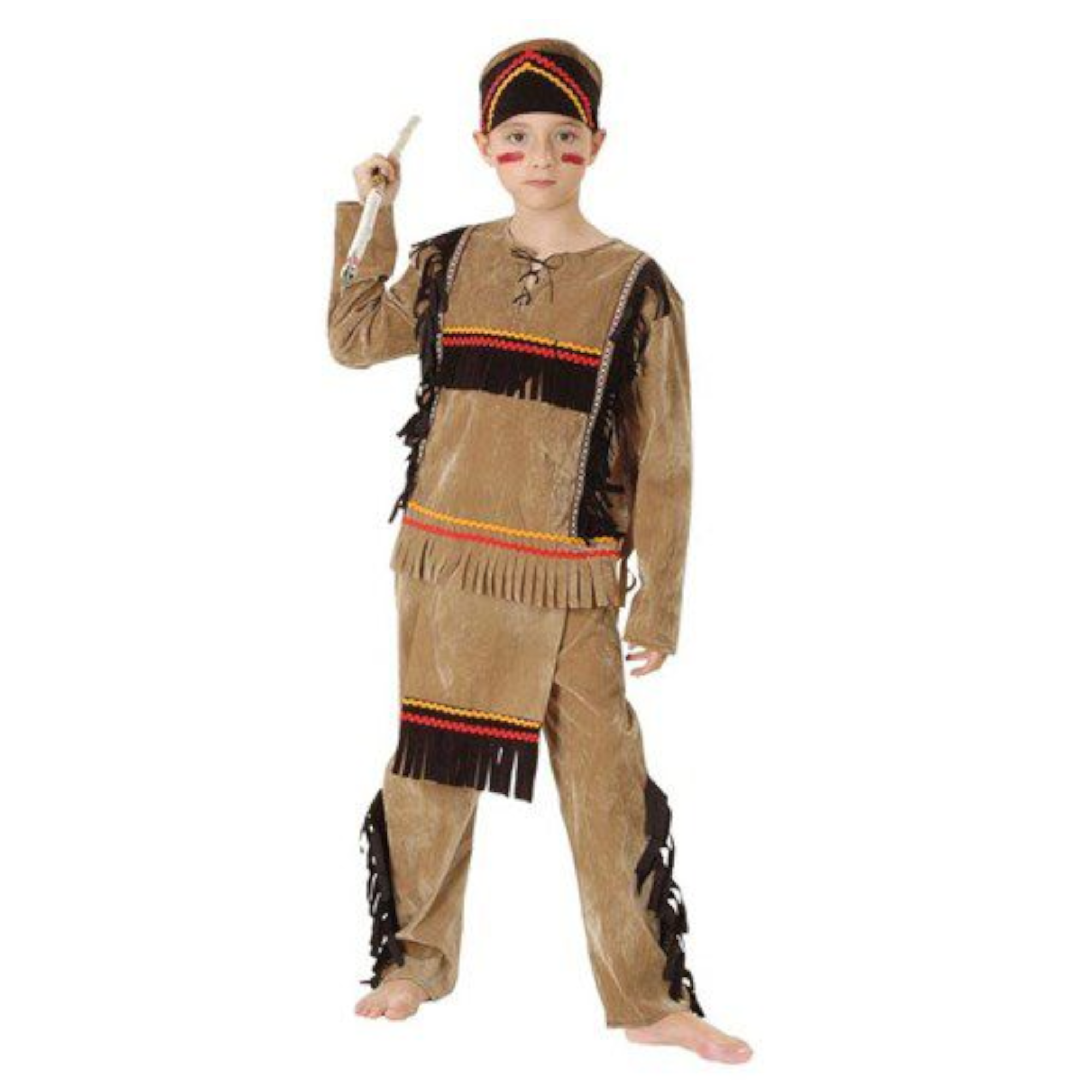 Witbaard Indiaan - Kostuum - 3dlg. - Mt.140-152 1 Witbaard Indiaan - Kostuum - 3dlg. - Mt.140-152